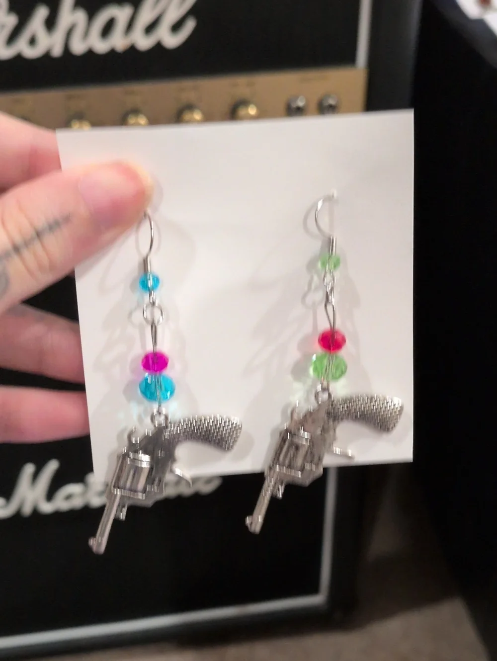 Stainless Steel Multicolor Gun Earrings